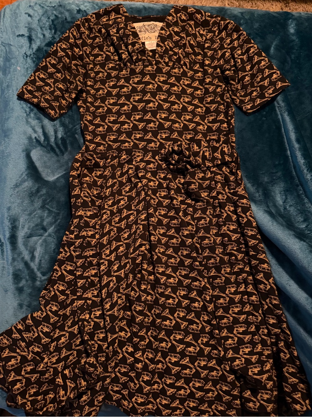 Effie’s Heart Women’s Phonograph Printed Fit-and-Flare Dress